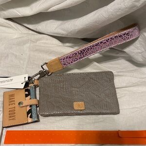 Consuela Gray and Pink Key Holder/ wristlet